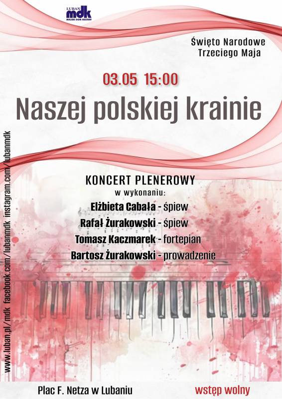 Koncert plenerowy z okazji Święta Narodowego Trzeciego Maja w Lubaniu